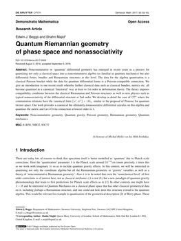 Quantum Riemannian Geometry of Phase Space and Nonassociativity