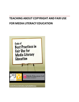 Teaching About Copyright and Fair Use for Media Literacy Education