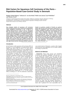 Risk Factors for Squamous Cell Carcinoma of the Penis— Population-Based Case-Control Study in Denmark