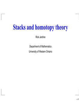 Stacks and Homotopy Theory