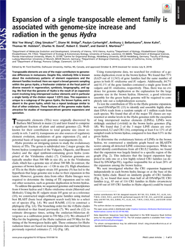 Expansion of a Single Transposable Element Family Is BRIEF REPORT Associated with Genome-Size Increase and Radiation in the Genus Hydra