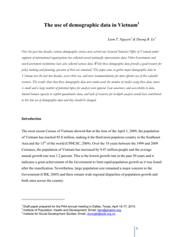 The Use of Demographic Data in Vietnam1