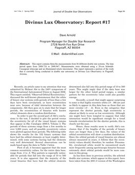 Divinus Lux Observatory: Report #17