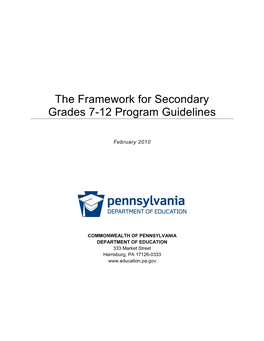 Secondary Grades 7-12 Program Framework Guidelines