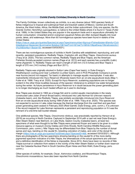 Cichlid (Family Cichlidae) Diversity in North Carolina