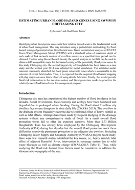 Estimating Urban Flood Hazard Zones Using Swmm in Chittagong City