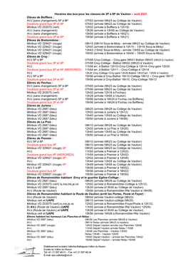 Horaires Des Bus Pour Les Classes De 3P À 8P De Vaulion – Août