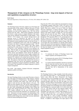 Management of Lake Sturgeon on the Winnebago System - Long Term Impacts of Harvest and Regulations on Population Structure