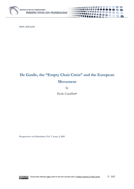 De Gaulle, the “Empty Chair Crisis” and the European Movement by Paolo Caraffini