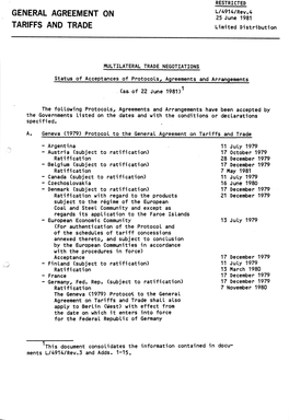 General Agreement on Tariffs and Trade