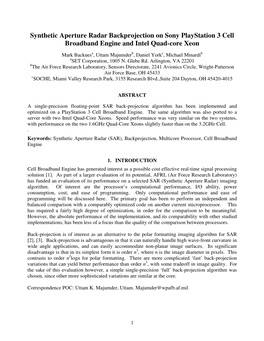 Synthetic Aperture Radar Backprojection on Sony Playstation 3 Cell Broadband Engine and Intel Quad-Core Xeon