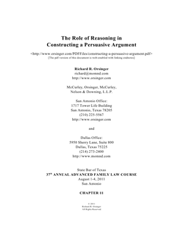 The Role of Reasoning in Constructing a Persuasive Argument
