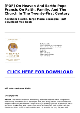 PDF on Heaven and Earth: Pope Francis on Faith, Family, and The