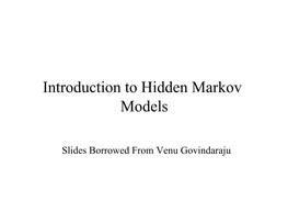 Introduction to Hidden Markov Models