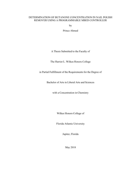 DETERMINATION of BUTANONE CONCENTRATION in NAIL POLISH REMOVER USING a PROGRAMMABLE MBED CONTROLLER by Prince Ahmed