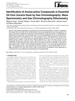 Identification of Aroma-Active Compounds in Essential Oil From