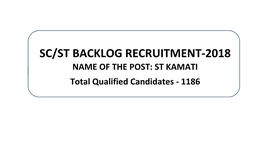 NAME of the POST: ST KAMATI Total Qualified Candidates