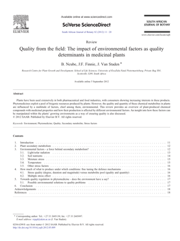 The Impact of Environmental Factors As Quality Determinants in Medicinal Plants ⁎ B