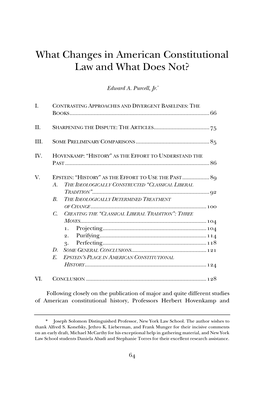 What Changes in American Constitutional Law and What Does Not?