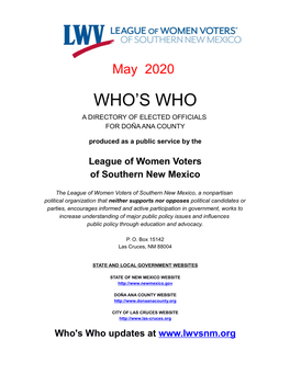 May 2020 Who's