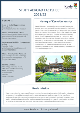 Copy of Keele Factsheet for Study Abroad