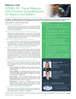 COVID-19: Force Majeure and Contract Considerations for Buyers and Sellers