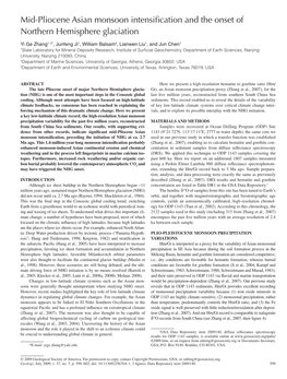 Mid-Pliocene Asian Monsoon Intensification and the Onset of Northern Hemisphere Glaciation