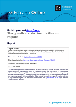 The Growth and Decline of Cities and Regions