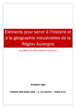 Eléments Pour Servir À L'histoire Et À La Géographie Industrielles De La