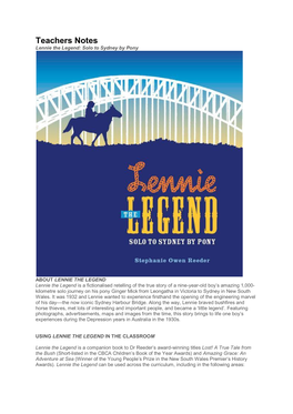 Teachers Notes Lennie the Legend: Solo to Sydney by Pony