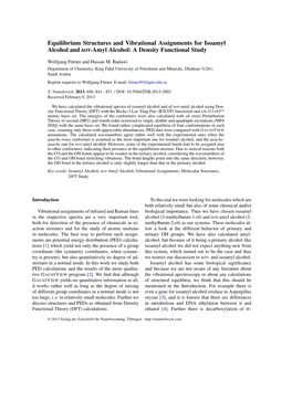 Equilibrium Structures and Vibrational Assignments for Isoamyl Alcohol and Tert-Amyl Alcohol: a Density Functional Study