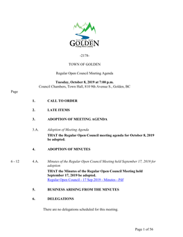 Regular Open Council Meeting Agenda