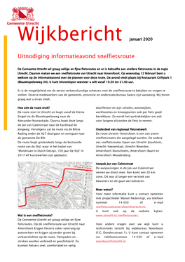 Wijkbericht Uitnodiging SFR Utrecht- Amersfoort