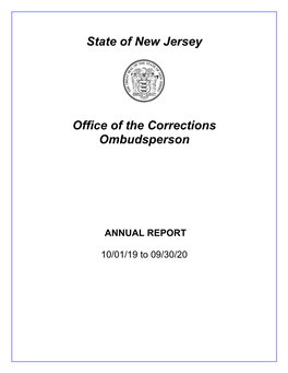 State of New Jersey Office of the Corrections Ombudsperson