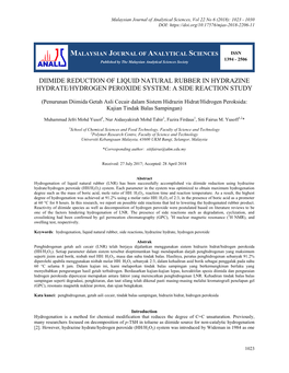 Diimide Reduction of Liquid Natural Rubber in Hydrazine Hydrate/Hydrogen Peroxide System: a Side Reaction Study