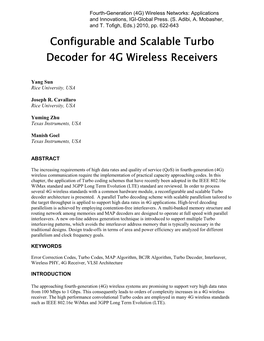 Configurable and Scalable Turbo Decoder for 4G Wireless Decoder