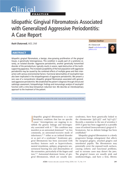 Idiopathic Gingival Fibromatosis Associated with Generalized Aggressive Periodontitis: a Case Report