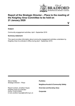 Place to the Meeting of the Keighley Area Committee to Be Held on 21 January 2020 V