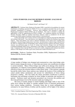 Pushover, Nonlinear Static Procedure (NSP), Displacement Coefficient Method (DCM), Seismic, Bridges