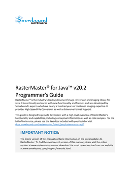 Rastermaster® for Java™ V20.2 Programmer's Guide