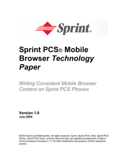 Sprint PCS® Mobile Browser Technology Paper