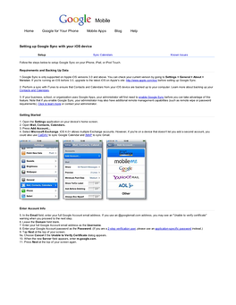 Setting up Iphone with Google Apps