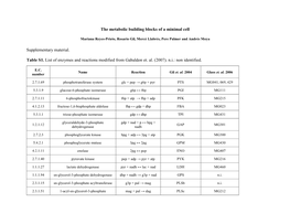 The Metabolic Building Blocks of a Minimal Cell Supplementary