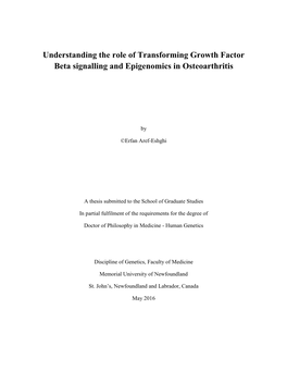 Understanding the Role of Transforming Growth Factor Beta Signalling and Epigenomics in Osteoarthritis