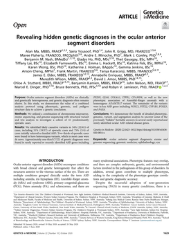 Revealing Hidden Genetic Diagnoses in the Ocular Anterior Segment Disorders