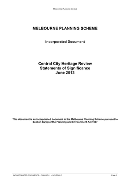 MELBOURNE PLANNING SCHEME Central City Heritage Review