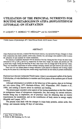 (Hoplosternum Littorale) on Starvation