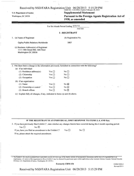 Received by NSD/FARA Registration Unit 06/28/2013 5:15:29 PM OMB NO