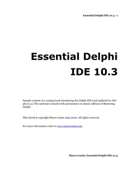 Essential Delphi IDE 10.3 - 1