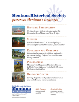 Montana Historical Society Preserves Montana’S Treasures